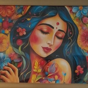 Vibrant Floral Portrait Art Print